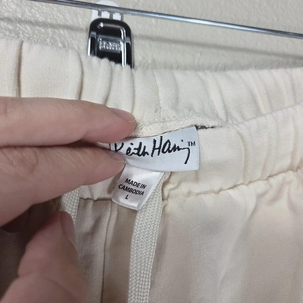 Keith Haring‎ Jogger Sweatpants Cream Graphic Pocket Size Large